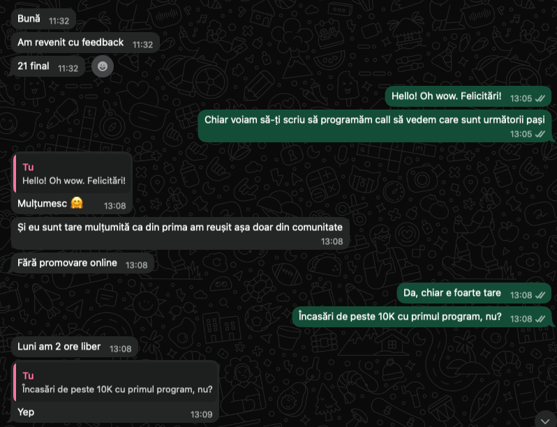 Conversație Ruxandra, încasări 10K cu primul program
